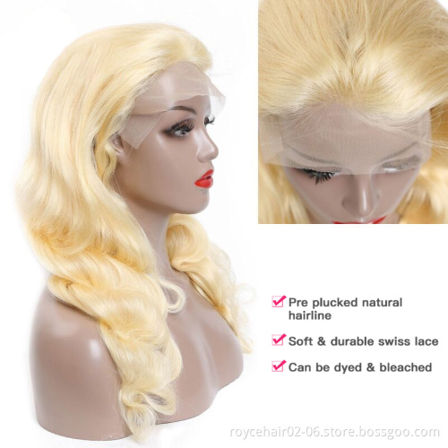 Top Quality Brazilian Hair Extensions Lace Wig Wholesale,Preplucked Raw Human Hair 613 Blonde Hair HD 13x4 Lace Frontal wig